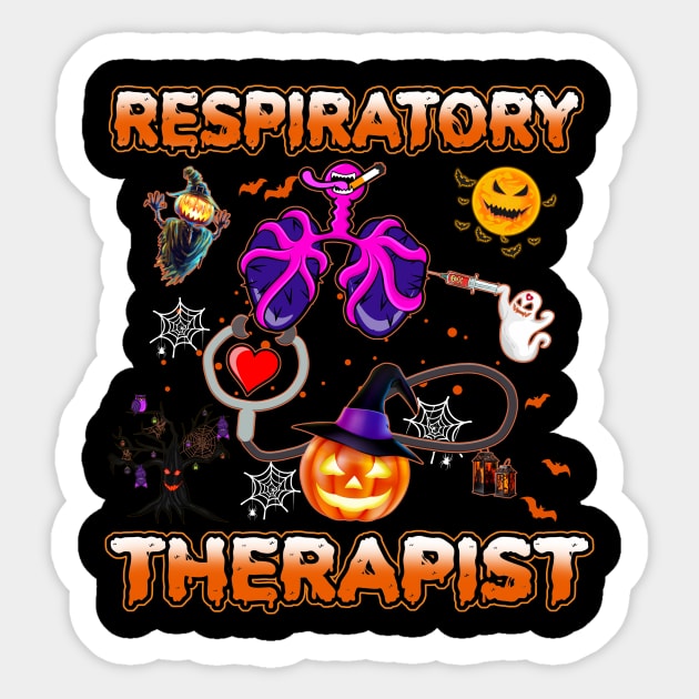 Respiratory Therapist Halloween Zombie Costume Scary Pumpkin Sticker by Sky full of art